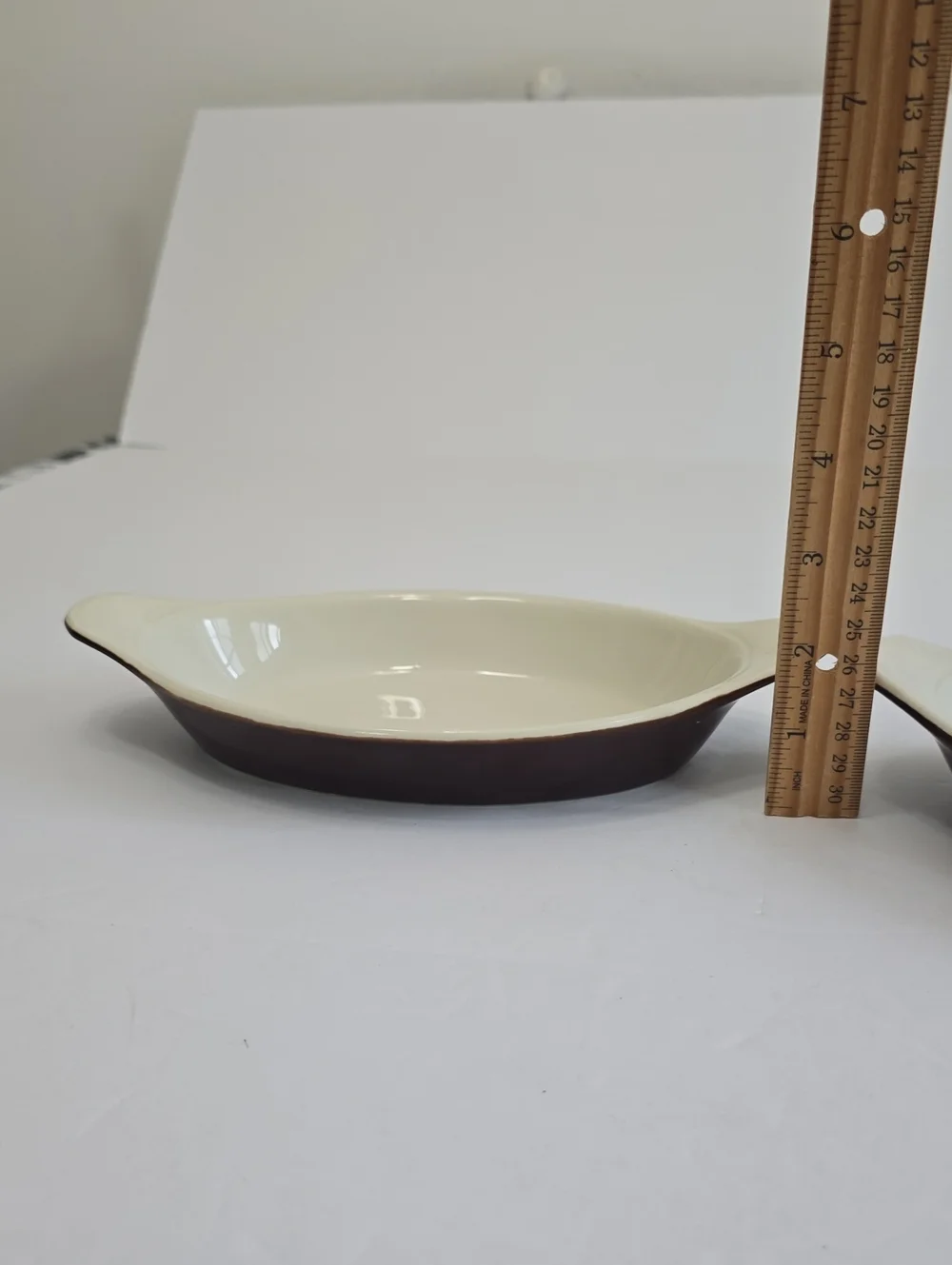 Vintage Rego Pottery Japan Set Of 2 Oval Casserole Au Gratin Dish Glazed Brown